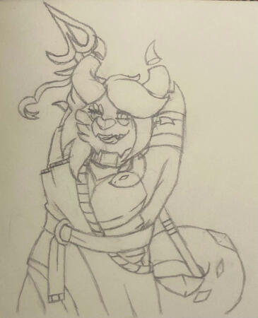 Traditional art. This is a halfbody sketch of a friend's dragonborn character for an art collab. This would shake out to $25.